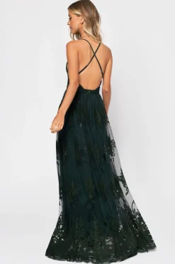 Tobi Analise Plunging Floral Maxi Dress - Plum