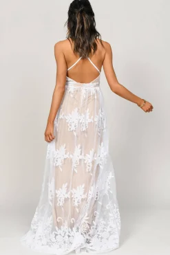 Tobi Analise Plunging Floral Maxi Dress - Plum