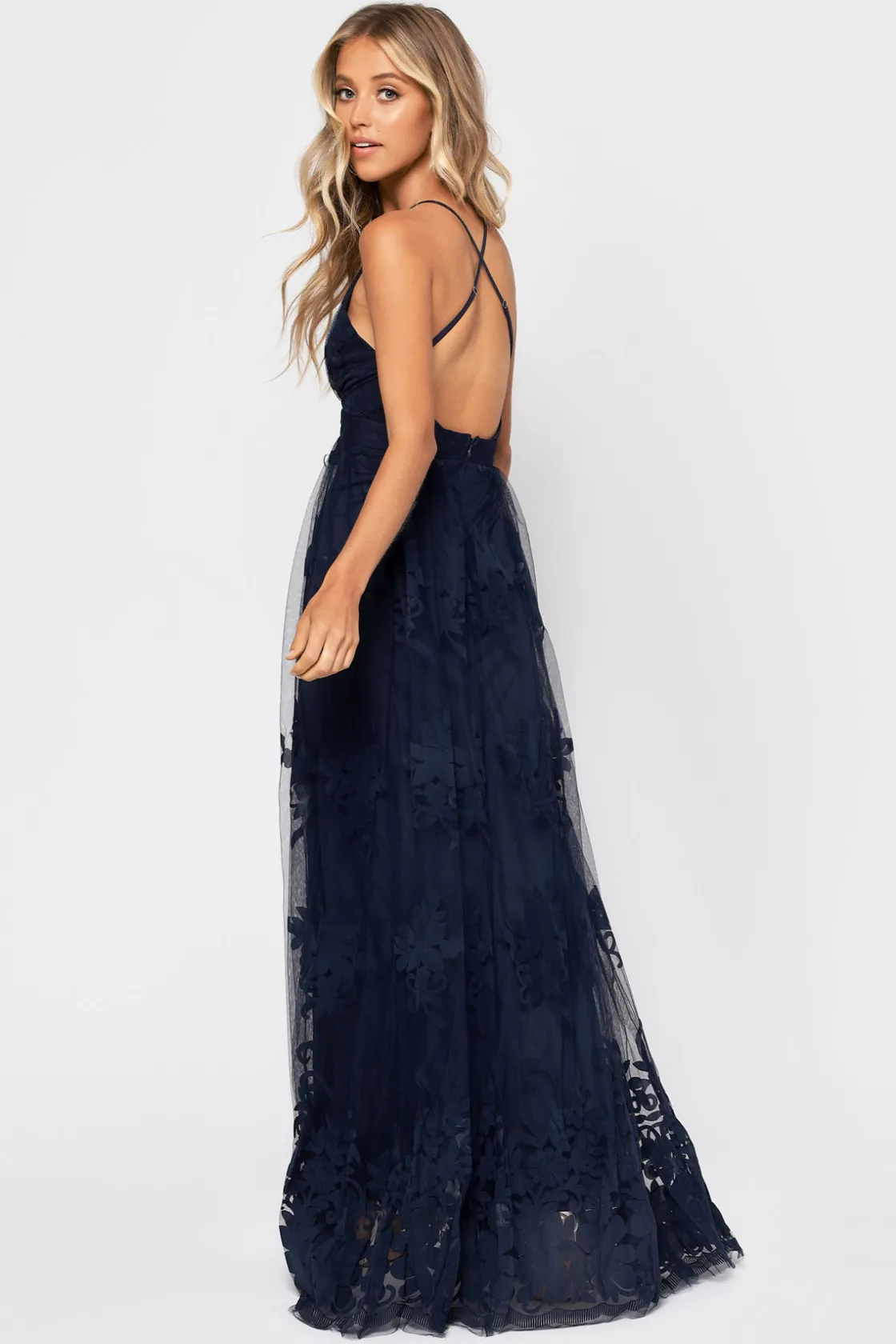 Tobi Analise Plunging Floral Maxi Dress - Plum