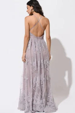 Tobi Analise Plunging Floral Maxi Dress - Plum