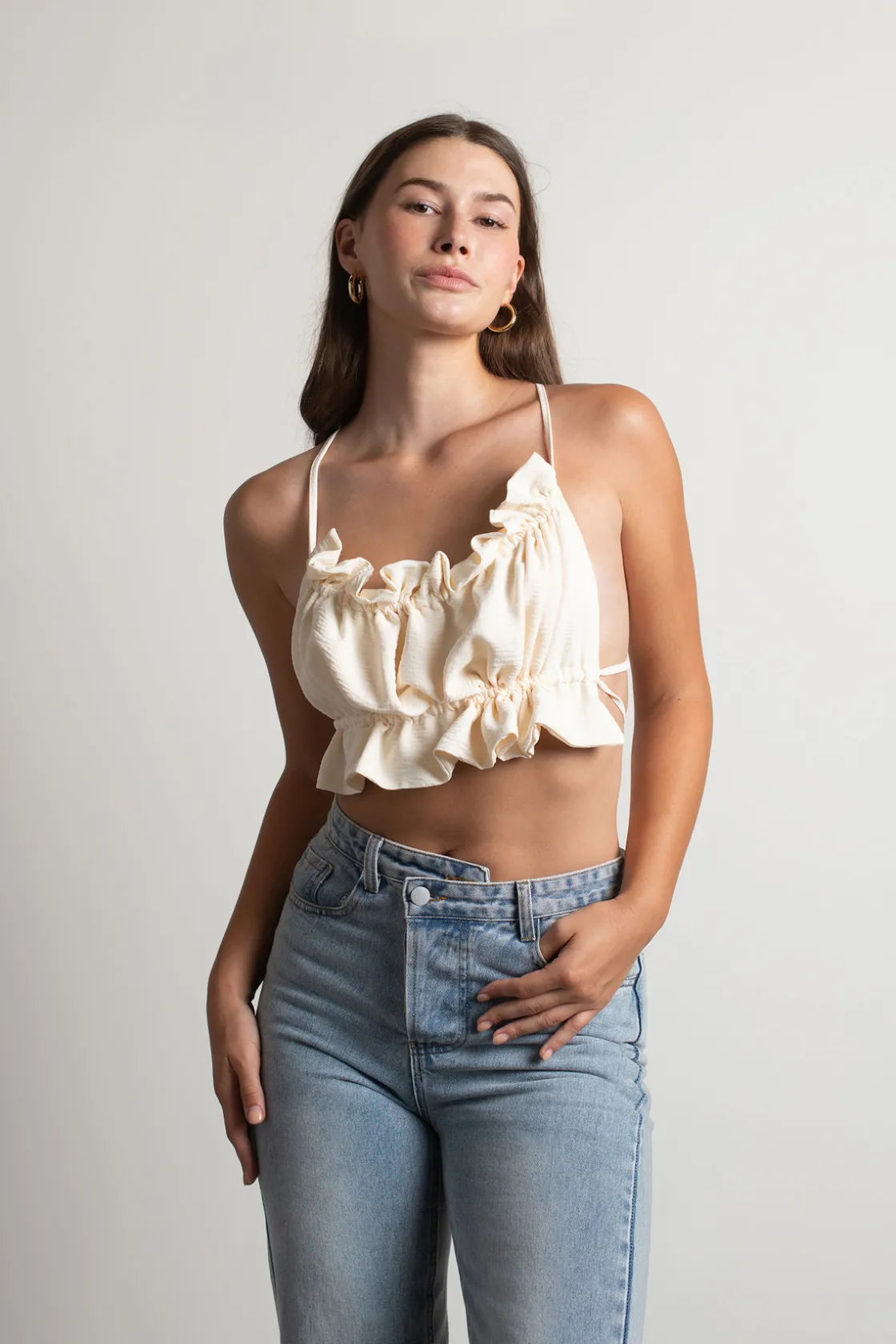 Tobi Angelic Crop Top - Ecru