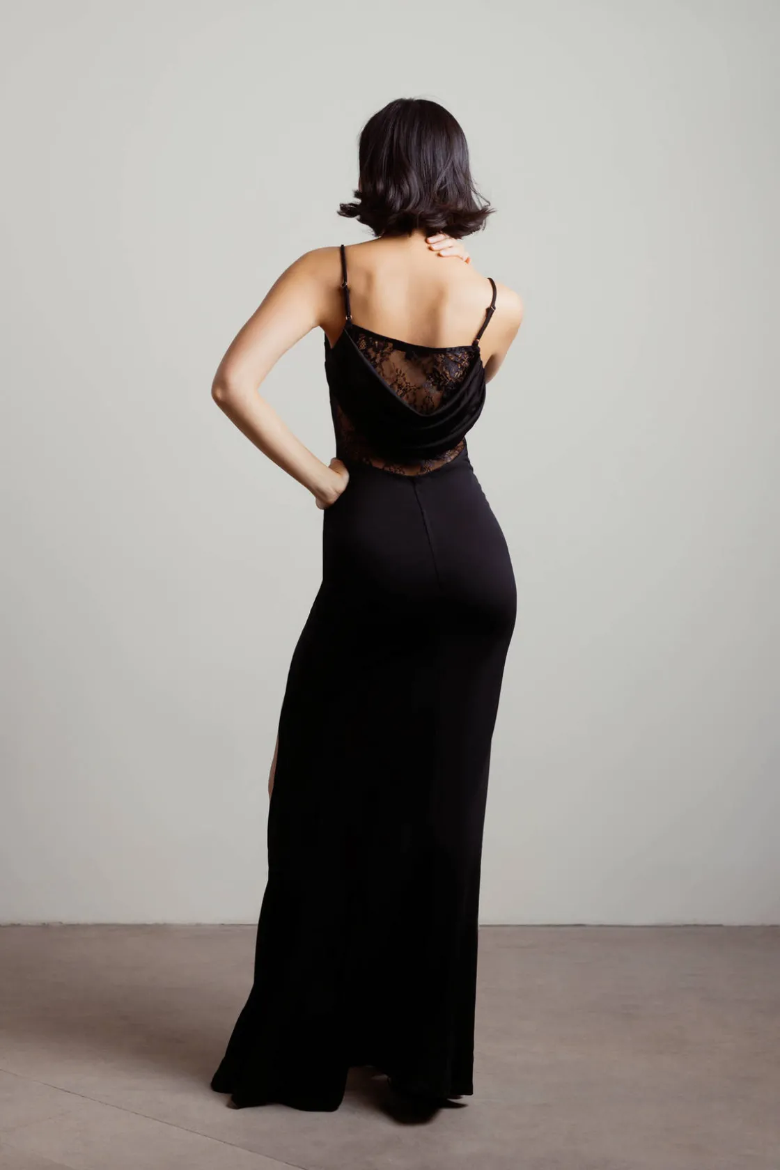 Tobi Angeline High Slit Lace Back Mermaid Maxi Dress