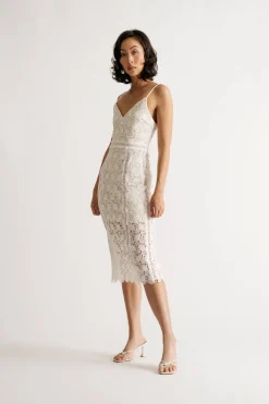 Tobi Annalynn Lace Back Slit Midi Dress -