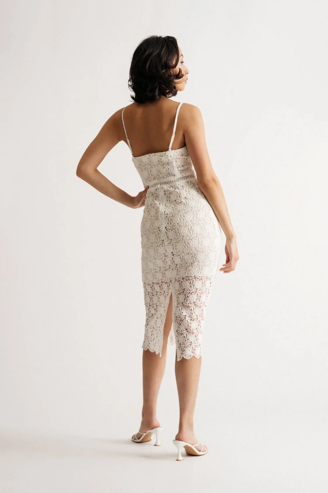 Tobi Annalynn Lace Back Slit Midi Dress -