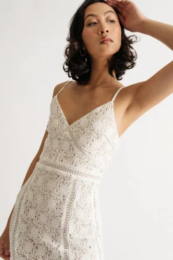 Tobi Annalynn Lace Back Slit Midi Dress -