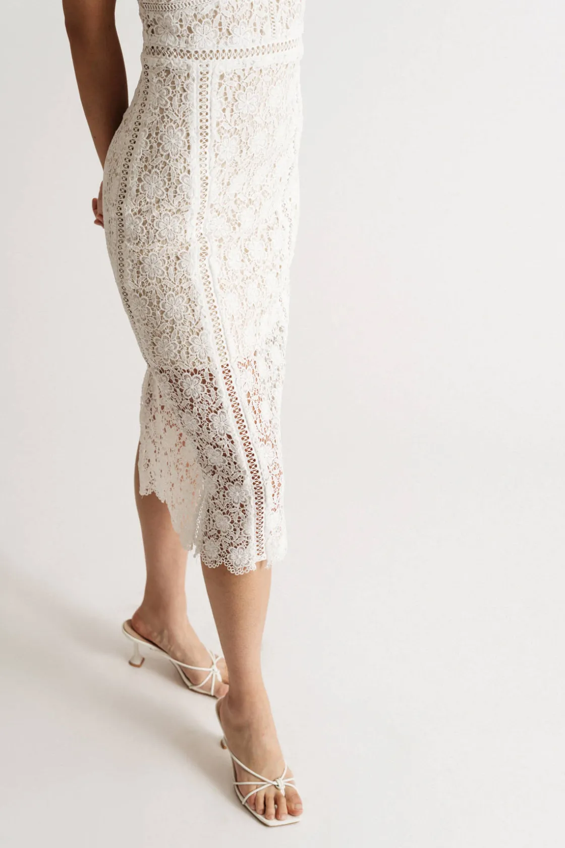 Tobi Annalynn Lace Back Slit Midi Dress -