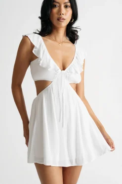 Tobi Annisa Ruffle Cutout Skater Mini Dress