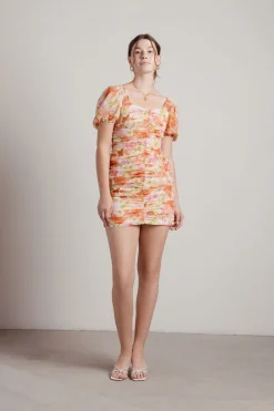 Tobi April Floral Puff Sleeve Mini Dress -