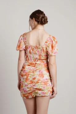 Tobi April Floral Puff Sleeve Mini Dress -
