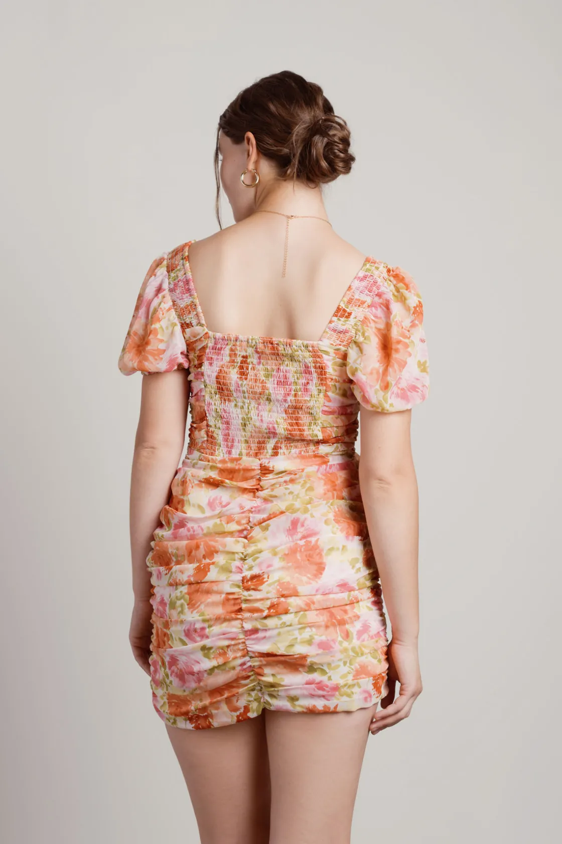Tobi April Floral Puff Sleeve Mini Dress -