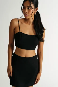 Tobi Arden Linen Crop Top And Mini Skirt Set - Oatmeal