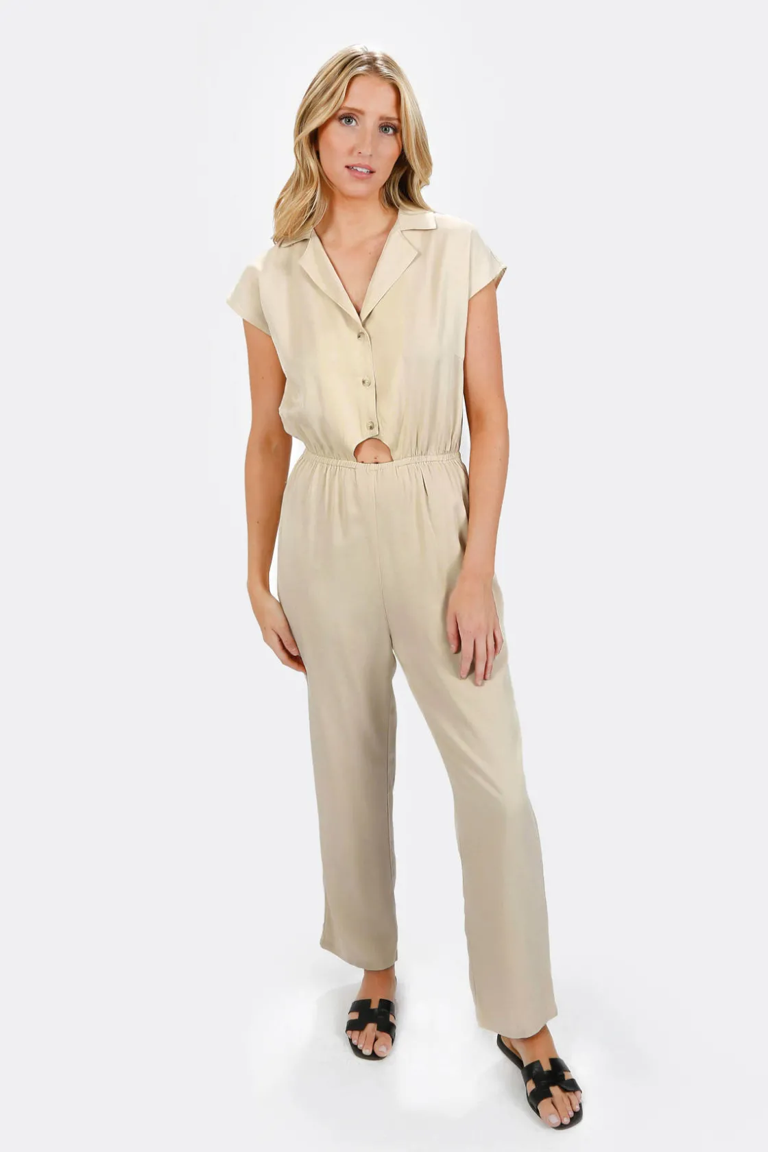 Tobi Arvie Tencel Collared Jumpsuit -