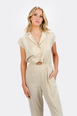 Tobi Arvie Tencel Collared Jumpsuit -
