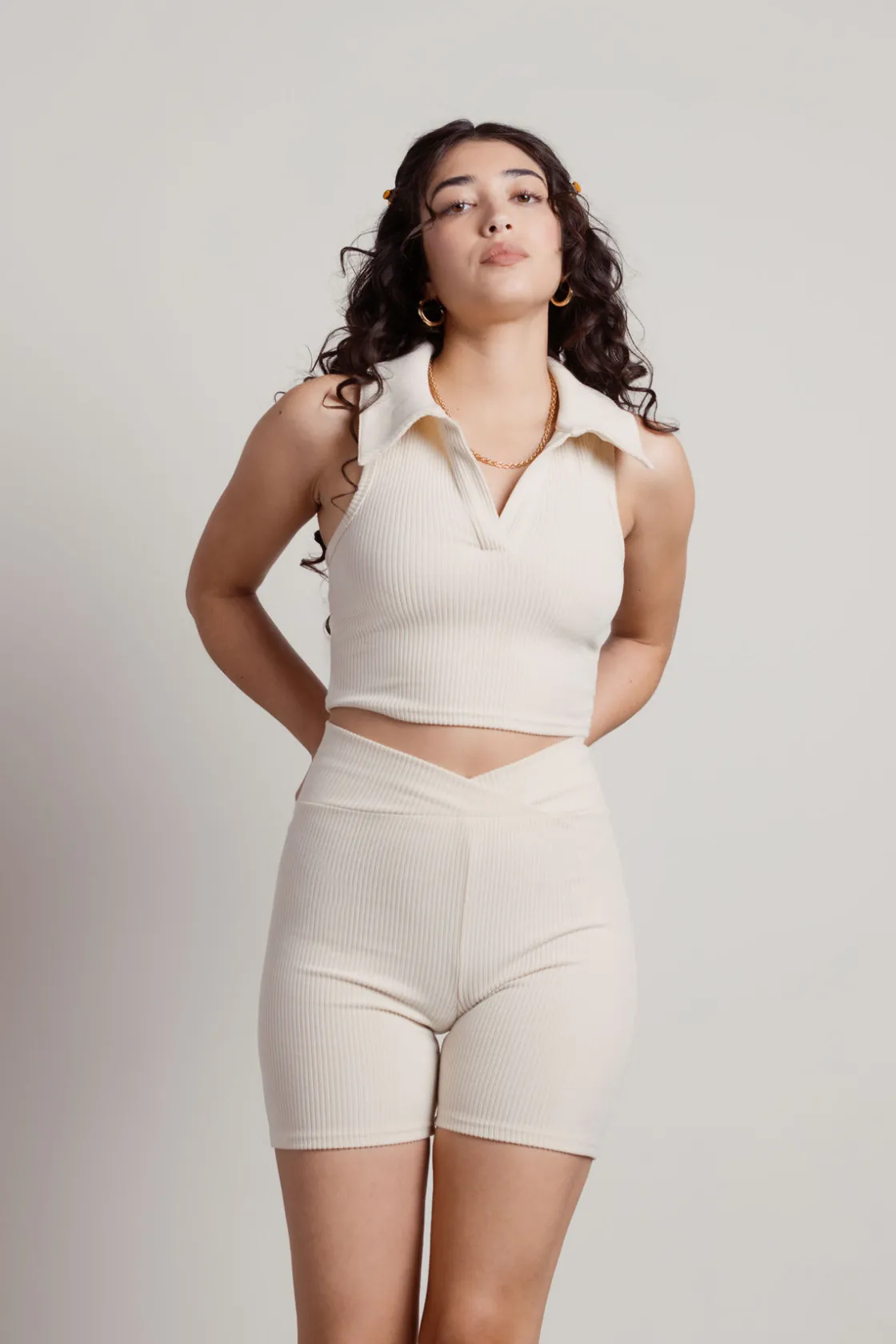 Tobi As One Does Ribbed Crop Top And Short Set -