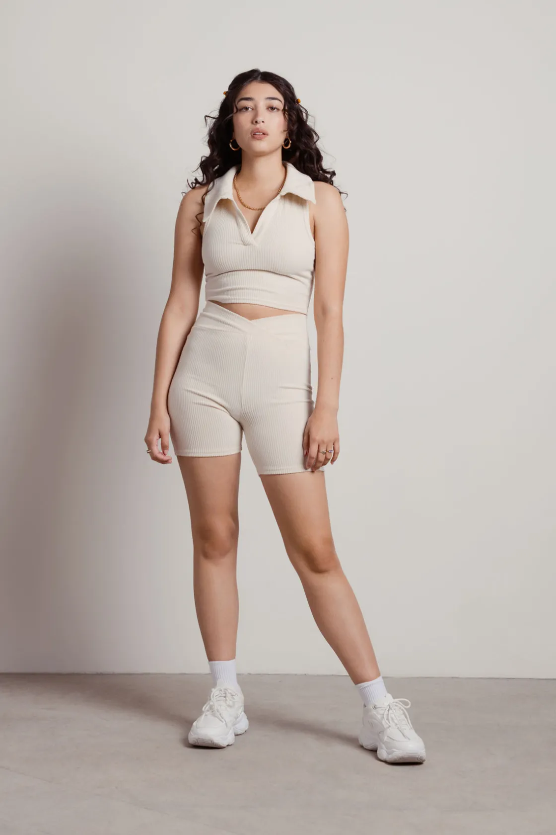 Tobi As One Does Ribbed Crop Top And Short Set -