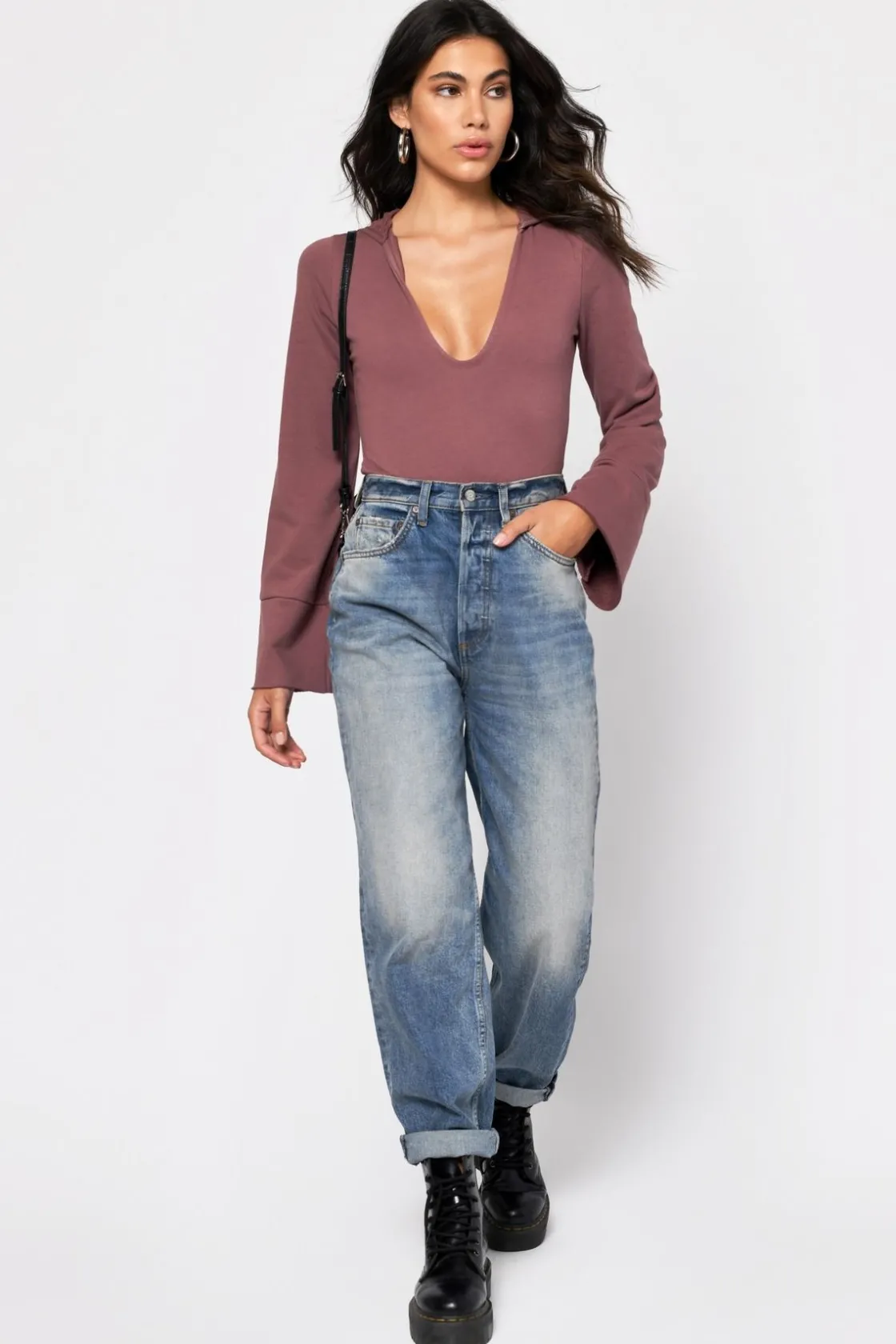 Tobi Ashlyn Plunging Bodysuit - Black Acid