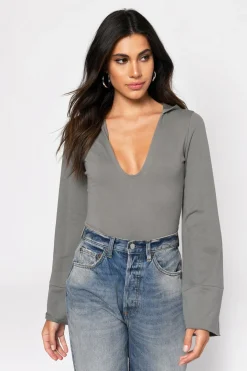 Tobi Ashlyn Plunging Bodysuit - Black Acid