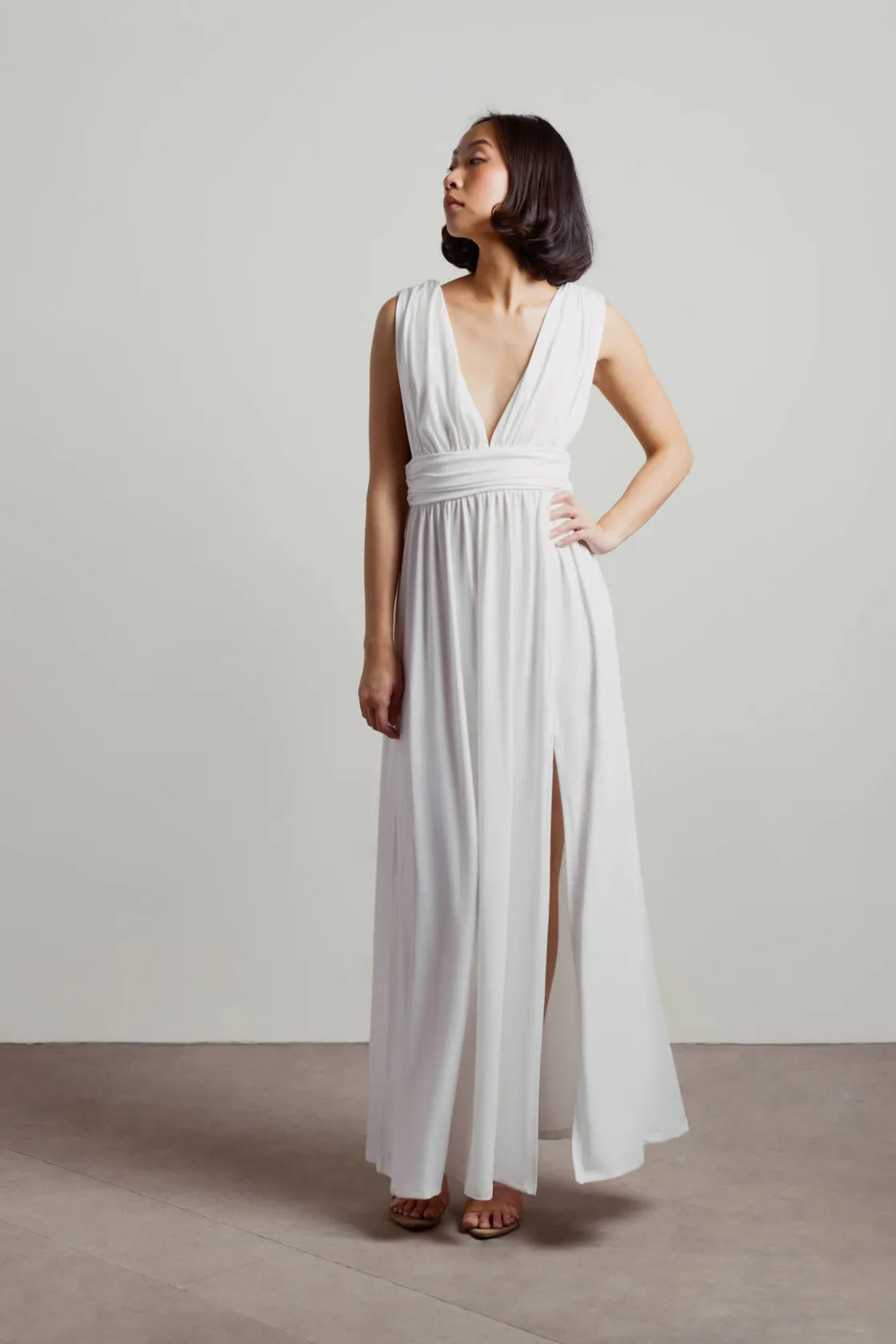 Tobi At My Best Deep V High Slit Maxi Dress