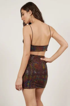 Tobi Aubree Sequin Crop Top And Mini Skirt Set -