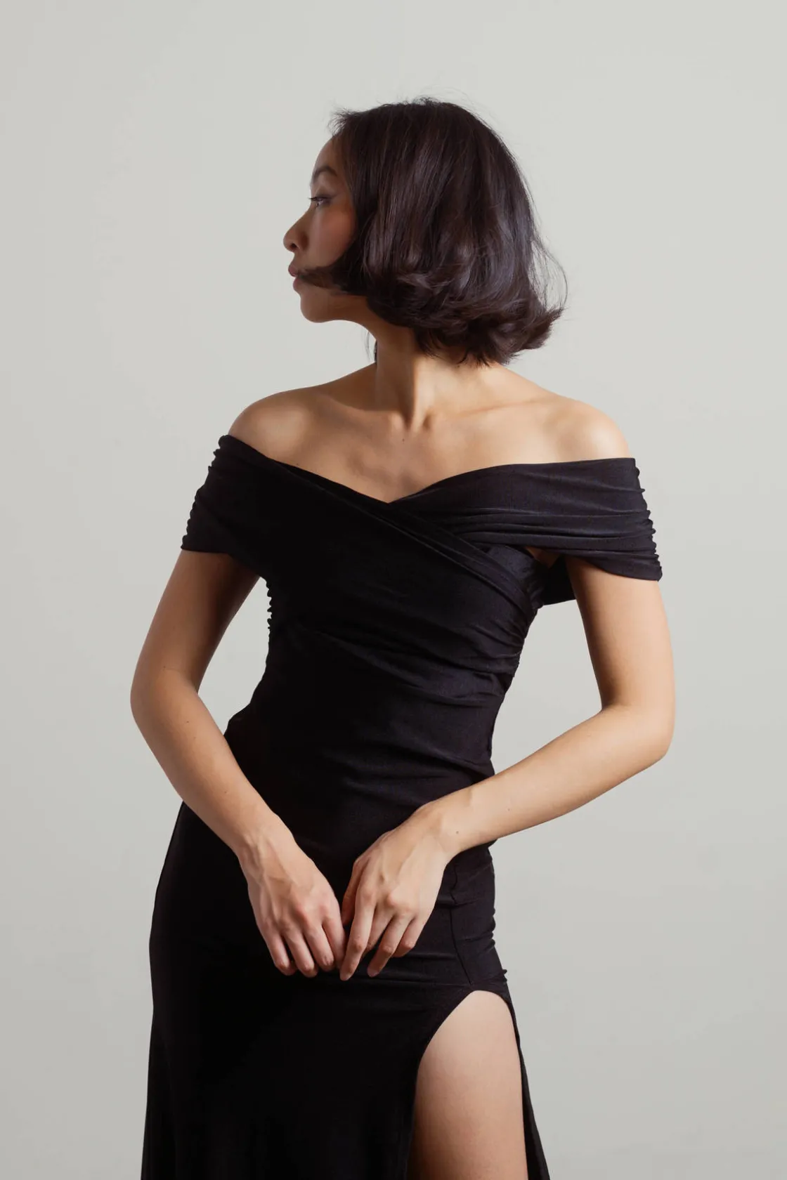 Tobi Aurora Divine Off Shoulder Slit Maxi Dress
