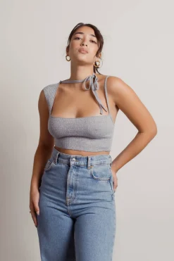 Tobi Bad Habit Crop Top - Grey