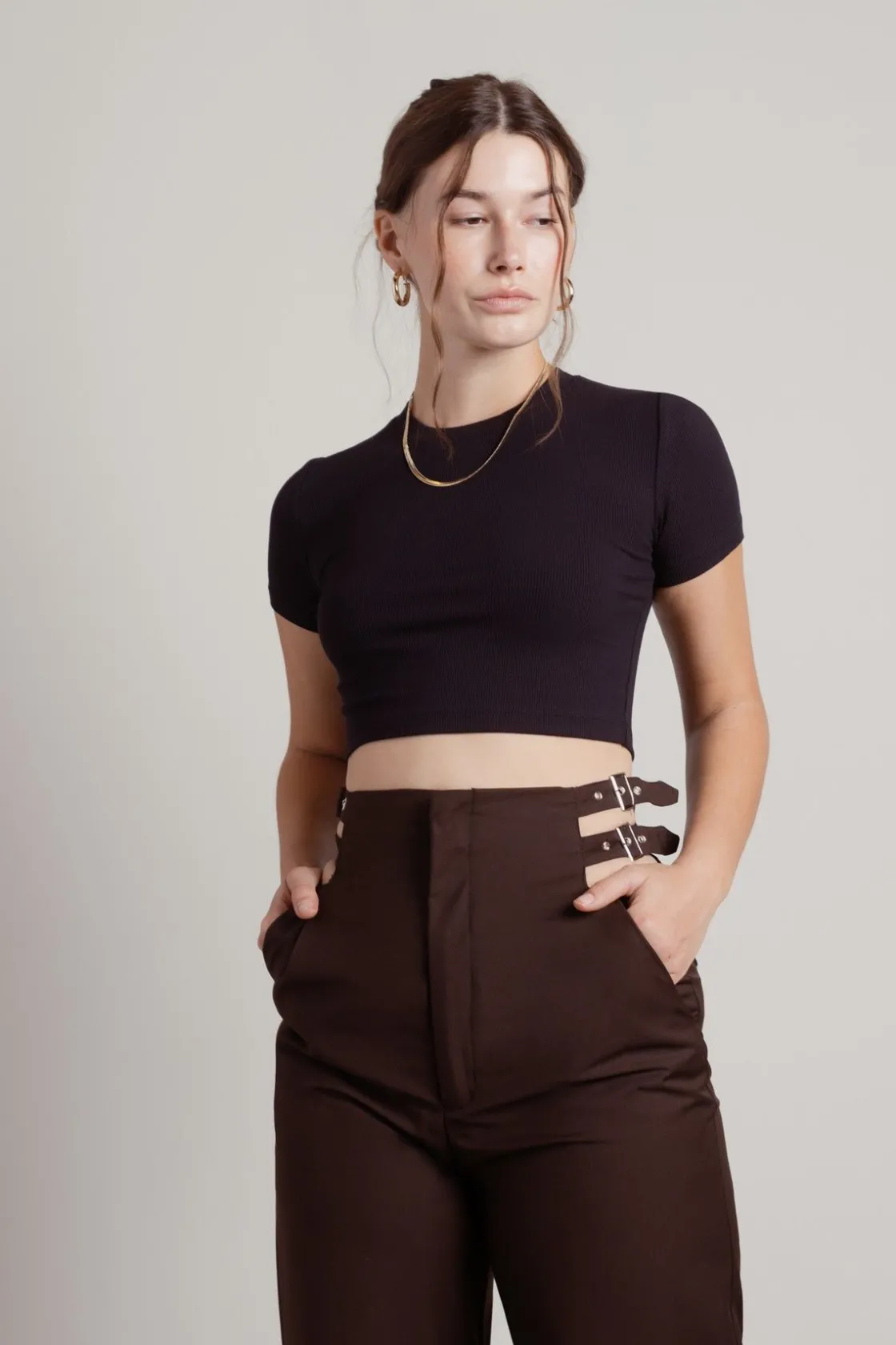 Tobi Be Essential Crop Top - Black