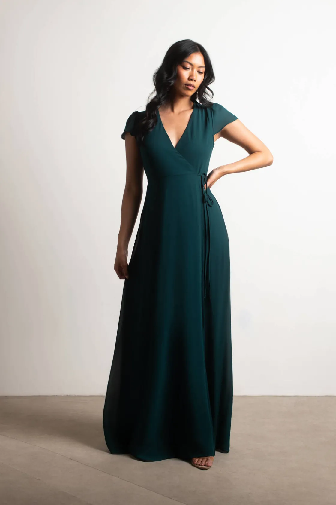 Tobi Be True Chiffon Wrap Maxi Dress - Ivory