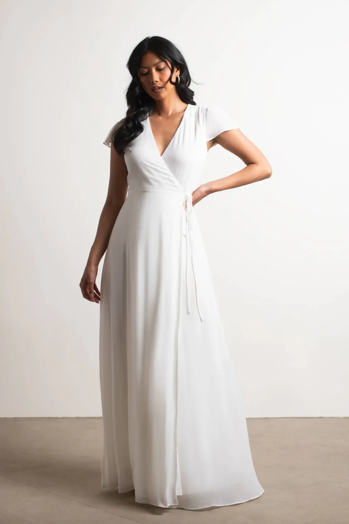Tobi Be True Chiffon Wrap Maxi Dress - Ivory