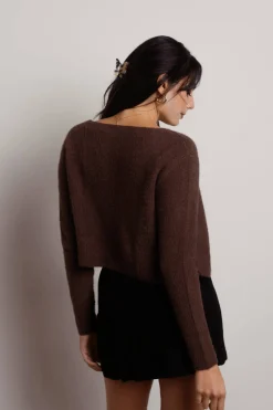 Tobi Beatrice Fuzzy Crop Top And Cardigan Set - Black