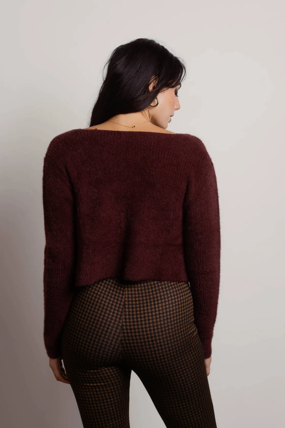 Tobi Beatrice Fuzzy Crop Top And Cardigan Set - Black