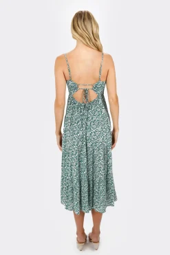 Tobi Beatrix Floral Back Tie Midi Dress -