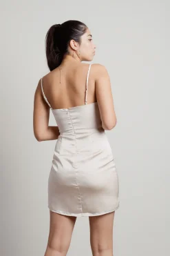 Tobi Before I Love Front Tie Satin Mini Dress - Black