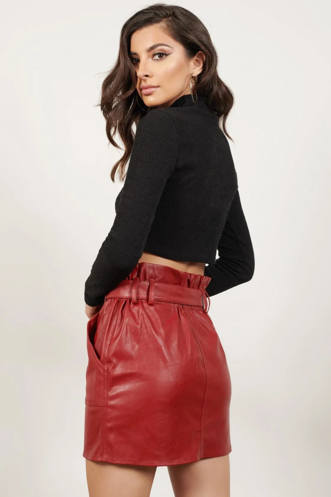 Tobi Big Apple Faux Leather Mini Skirt -