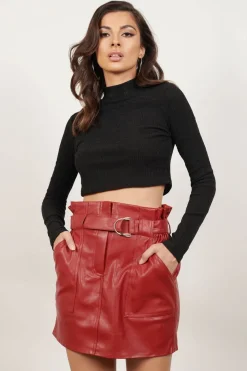 Tobi Big Apple Faux Leather Mini Skirt -