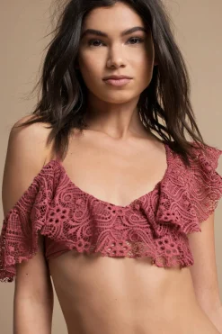 Tobi Blue Life Ariel Ruffle Bikini Top -