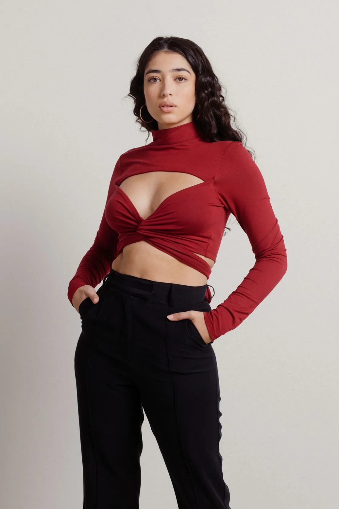 Tobi Born Again Crop Top - Burgundy