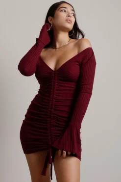 Tobi Brandi Ruched Bell Sleeve Mini Dress -