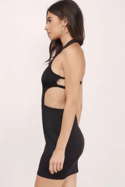 Tobi Breathless Halter Cutout Mini Dress - Black