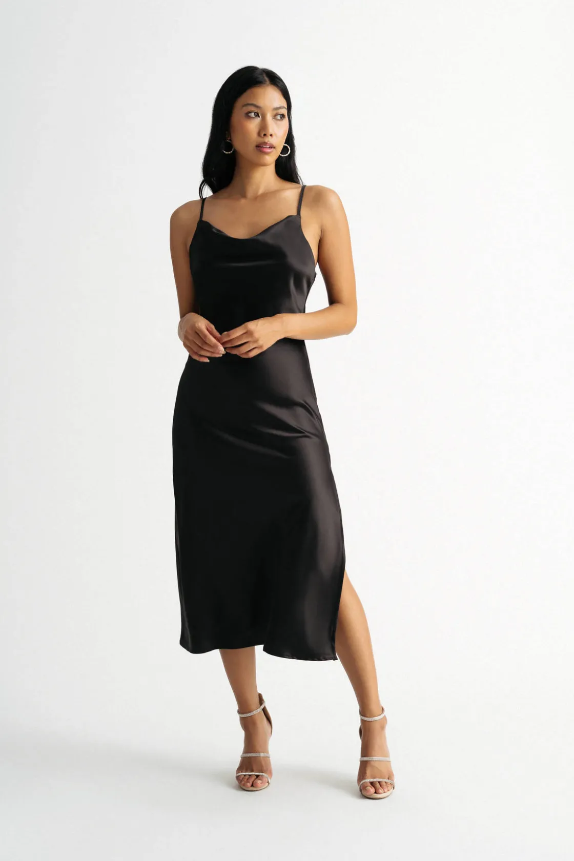 Tobi Bri Wine Cowl Neck Midi Dress