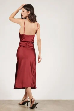 Tobi Bri Wine Cowl Neck Midi Dress