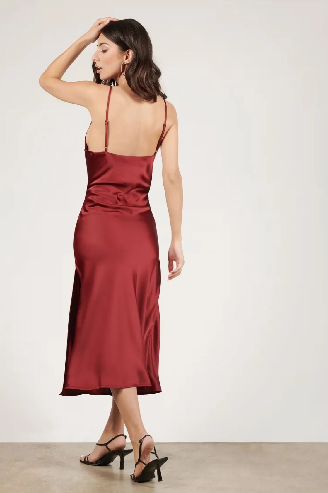 Tobi Bri Wine Cowl Neck Midi Dress