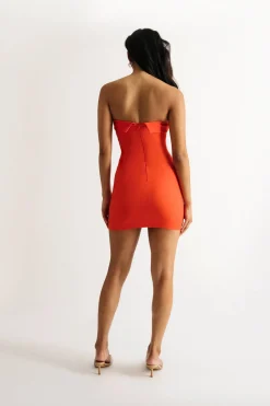 Tobi Bring It On Strapless Slit Mini Dress - Orange