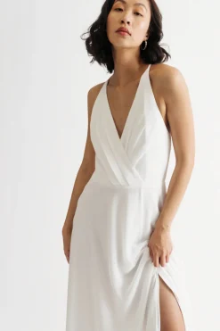 Tobi Bring Me Closer Halter High Slit Maxi Dress - Ivory