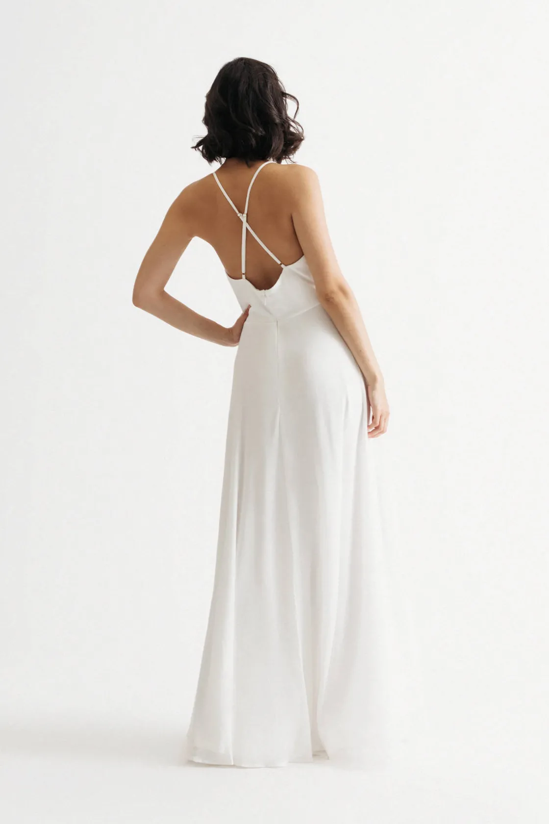 Tobi Bring Me Closer Halter High Slit Maxi Dress - Ivory