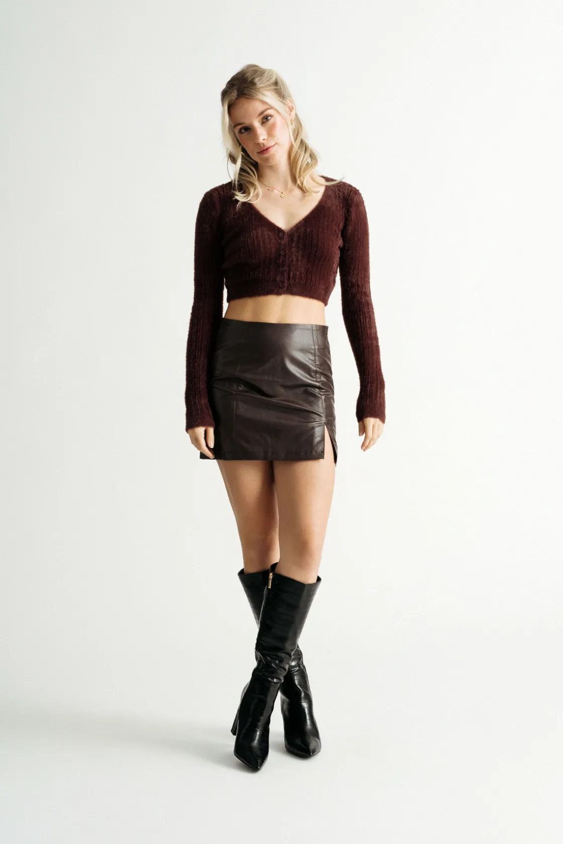 Tobi Brit Sweater Cardigan - Brown