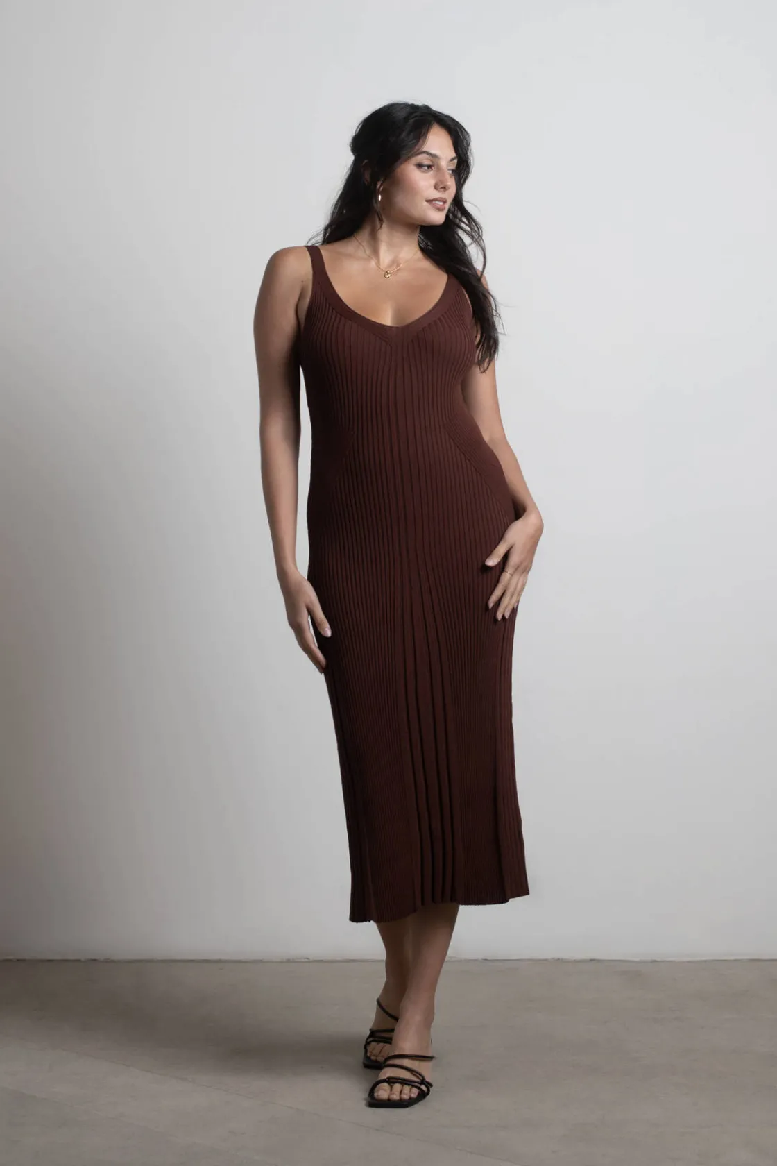 Tobi Sugar Ribbed Bodycon Midi Dress -