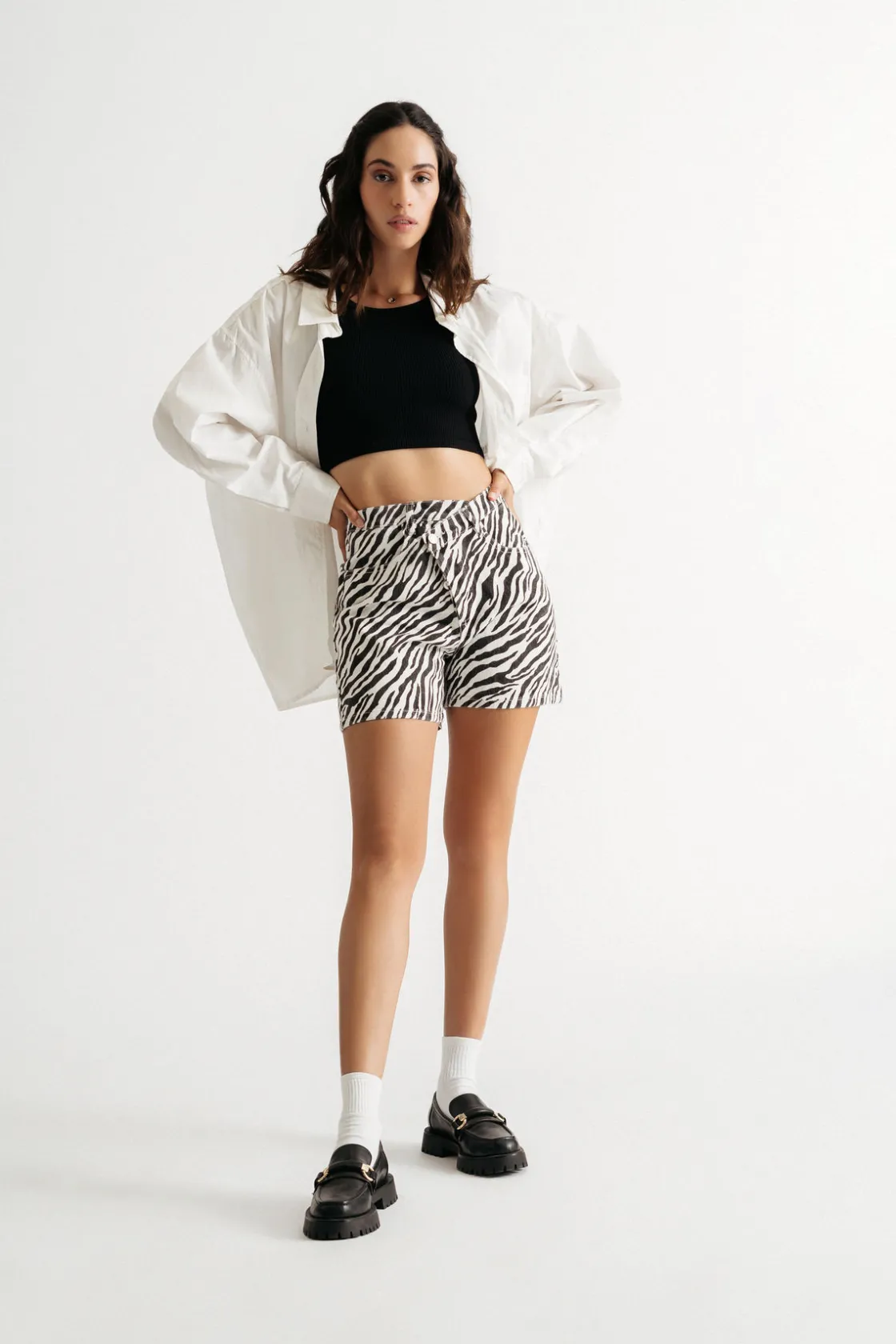 Tobi Call Me Out Zebra Print Shorts -
