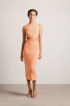 Tobi Call Me Up Cutout Bodycon Midi Dress - Coral