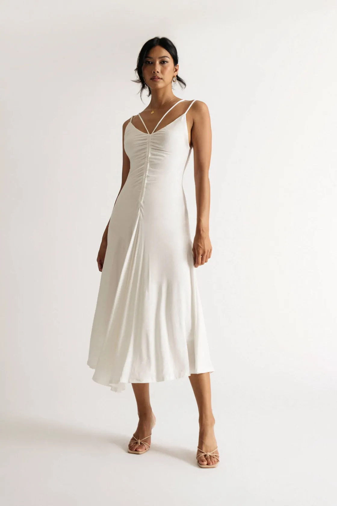 Tobi Calliope Ruched Multi Strap Midi Dress -