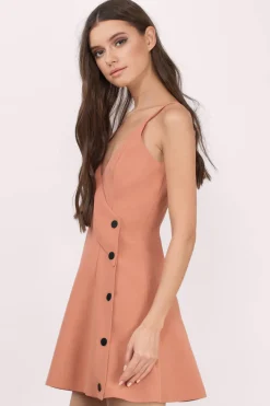 Tobi Cameo Dream Space Button Down Deep V Mini Dress -
